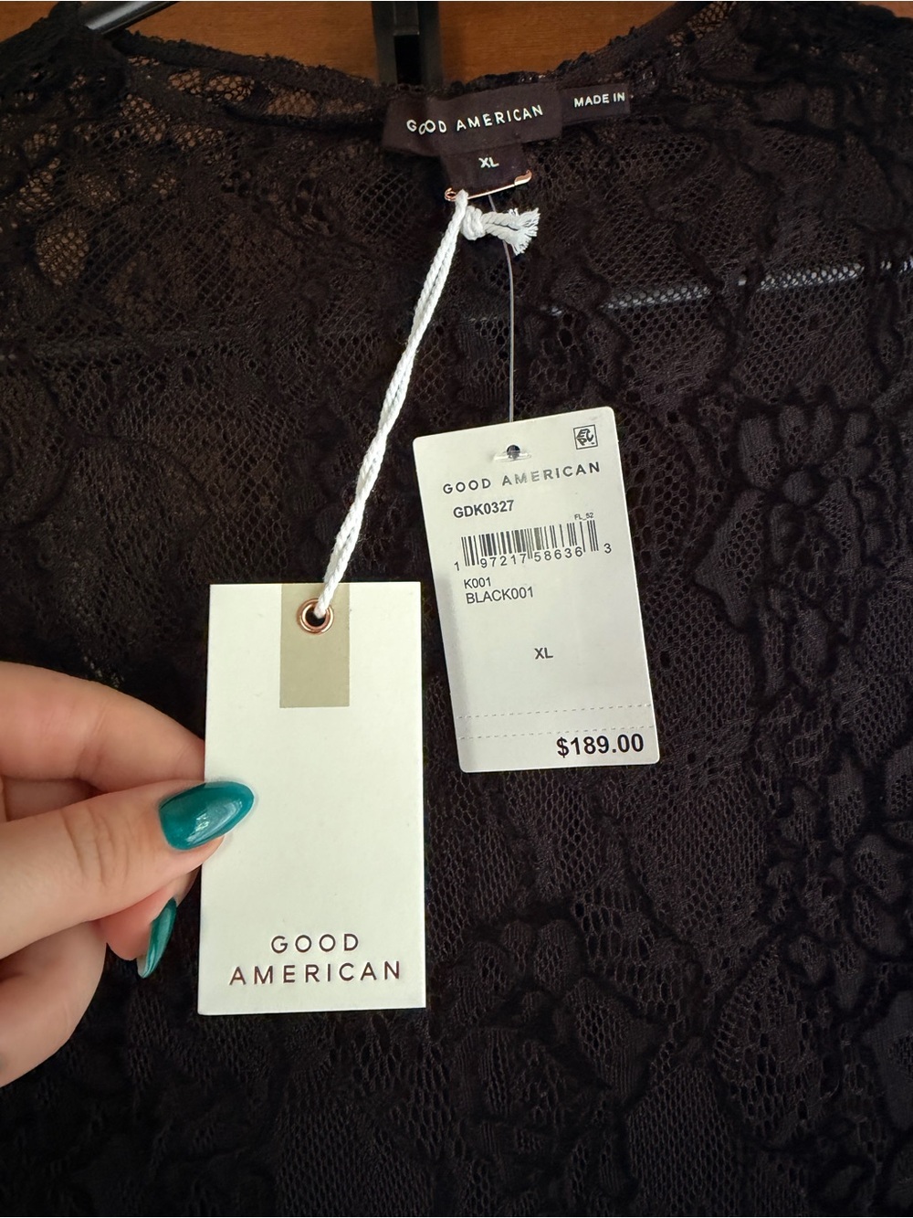 Good American Lace Maxi Dress in Black - Picture 3 of 5